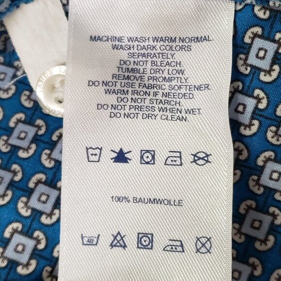 Lands End Womens Print Button Up Top Size 22W Blue Nautical Beach Office Career - Picture 4 of 8